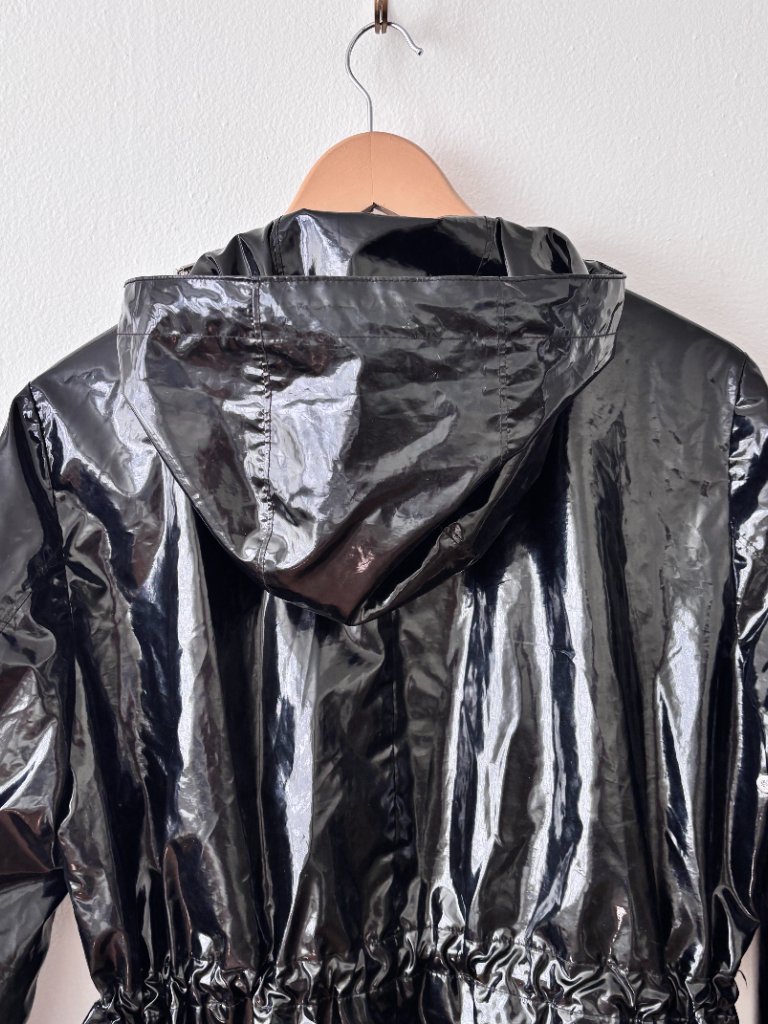 Jane Post Black Glossy Full Zip Slicker Raincoat — image 8 of 8